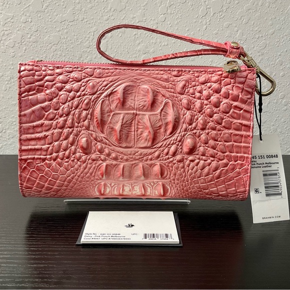 Brahmin PINK PUNCH MELBOURNE Leather DAISY Wristlet Clutch Cosmetic Bag HTF - Picture 3 of 7